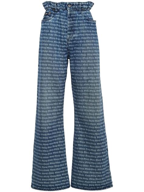 miu miu wide leg jeans|miu denim pants.